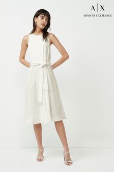 שמלה קיצית עם קשירה במותניים בצבע לבן של Armani Exchange (T99127) | ‏885 ₪
