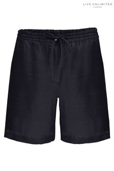 Live Unlimited Curve Black Linen Drawstring Shorts (T99196) | €30