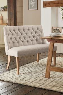 Chunky Weave Mid Natural Wolton Natural Legs High Back Collection Luxe Oak Effect Leg Dining Bench (T99271) | €490