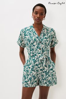 Phase Eight Green Lissa Palm Print Playsuit (T99326) | ₪ 451