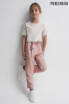 Reiss Pink Joanie Senior Paper Bag Cargo Trousers (T99369) | AED396