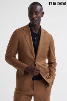Reiss Tobacco Venue Slim Fit Wool Blend Single Breasted Blazer (T99381) | LEI 2,706