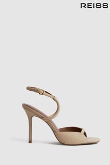 Reiss Biscuit Harper Leather Strappy Heels (T99387) | AED1,282