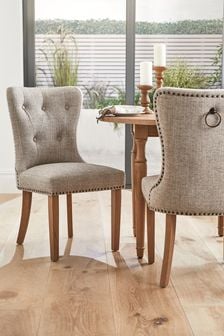 Chunky Weave Mid Natural Blair Oak Effect Leg Dining Chairs Set of 2 (T99527) | €405
