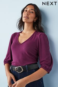 粉紅色/紫色 - 超柔軟輕型鉤花鑲邊套衫 (T99725) | HK$200