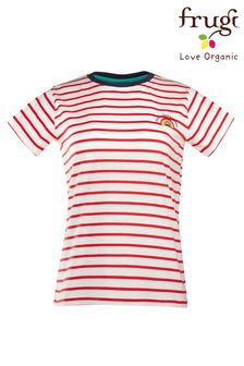Frugi Organic Damen Positivitee T-Shirt mit Streifen, Rot (T99994) | 20 €