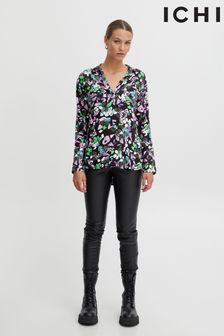 Черная блузка с цветочным принтом Кине (T9U036) | €23