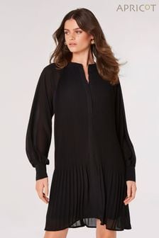 Apricot Black Cream Plisse Long Sleeve Chiffon Dress (TV4133) | $69