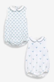  (U00007) | NT$530 - NT$710 藍色小熊印花 - 2件裝泡泡造型連身衣 (0個月至3歲)