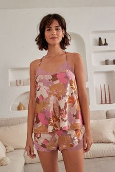 Floral Print Lace Button Cami Set (U00054) | €35