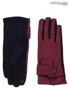 Hot Squash Womens Red Checked Gloves (U00335) | €34