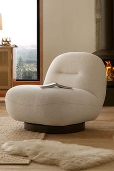 Soft Cosy Bouclé Ivory Natural Otis Swivel Accent Chair (U00432) | €490