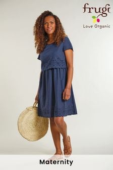 Vestido premamá y de lactancia azul marino de tejido orgánico de Frugi (U00461) | 80 €