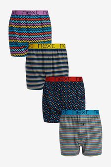 海軍藍點點／條紋 - 4 件裝 - 寬鬆剪裁純棉四角褲4條裝 (U00492) | NT$1,070