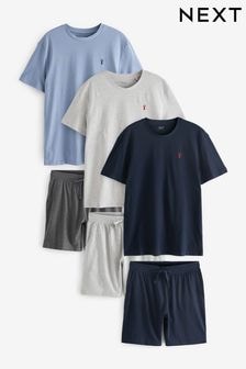 Navy/Grey/Blue Jersey Pyjamas Shorts Set 3 Pack (U00544) | $85