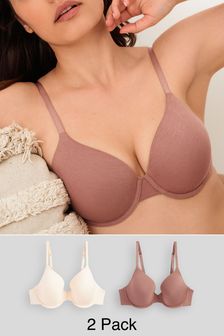 Nude/Pink Full Cup Light Pad Modal Bras 2 Pack (U00595) | €9