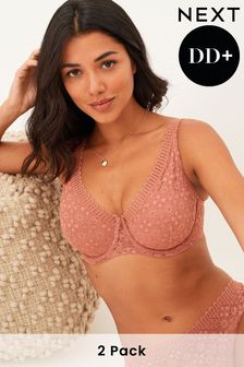 Navy Blue/Pink DD+ Non Pad Full Cup Geo Lace Bras 2 Pack (U00609) | €14