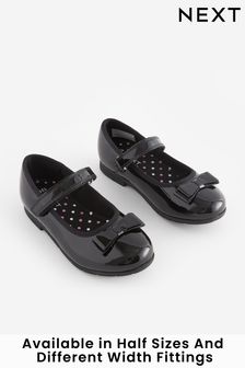 黑色漆皮 - 學校皮革蝴蝶結瑪麗珍鞋 (U00712) | NT$1,150 - NT$1,550