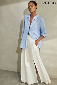 Reiss Blue Campbell Linen Long Sleeve Shirt (U00740) | TRY 2.261