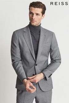 Reiss Soft Grey Smoke Wool Single Breasted Blazer (U00885) | $540