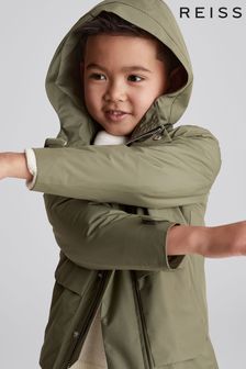 Reiss Green Gallowgate Hooded Zip Through Short Jacket (U00906) | 56 BD
