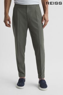 Reiss Khaki Brighton Relaxed Drawstring Trousers with Turn-Ups (U00943) | AED994