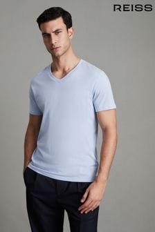 Reiss Soft Blue Dayton Cotton V-Neck T-Shirt (U00983) | ₪ 204