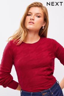 紅色織紋 - 圓領套衫 (U01146) | HK$153