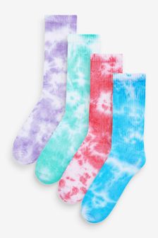 Bright Tie Dye 4 Pack Sports Socks (U01644) | ₪ 48