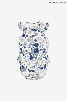 Polarn O Pyret Blue Organic Cotton Floral Print Babygrow Bodysuit (U01791) | 7,620 Ft