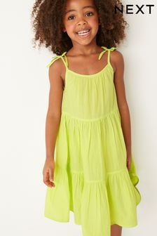 Lime Green Tiered Strappy Dress (3-16yrs) (U01922) | €11 - €15