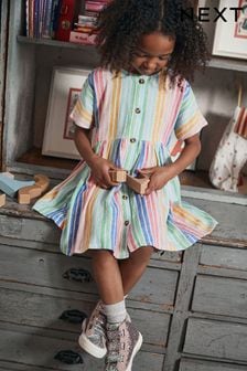  (U01923) | HK$122 - HK$166 柔和彩虹條紋 - 休閒洋裝 (3-16歲)