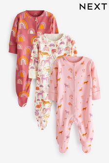 Pink/White Unicorn 3 Pack Baby Sleepsuits (0-2yrs) (U02223) | €22.50 - €25