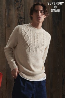 Biały sweter Superdry Dry Limited Edition Fisherman (U02257) | 421 zł
