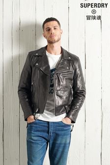 Jachetă stil motociclist din piele Superdry Limited Edition Dry neagră (U02272) | 5,309 LEI