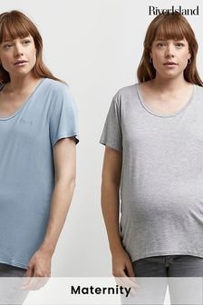 River Island Blue Maternity Nursing Layered T-Shirt Multipack (U02311) | €40