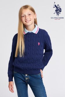 Suéter azul de niña de punto de ochos de U.s. Polo Assn. (U02500) | 57 € - 68 €