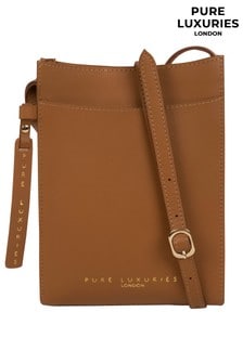 黃褐色棕色 - Pure Luxuries London Barton植物鞣革斜背手機袋 (U02620) | NT$1,400