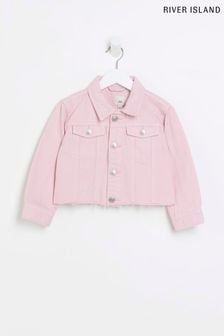 Розовая джинсовая куртка для девочек River Island (U02676) | €15