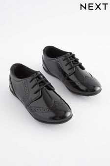Black Patent Wide Fit (G) School Leather Lace-Up Brogues (U02996) | ￥4,510 - ￥5,730