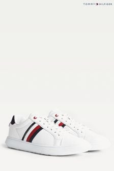 Tommy Hilfiger White Essential Leather Cupsole Trainers (U03124) | $148