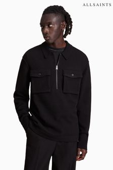 AllSaints Black Tomas Half Zip Top (U03715) | KRW228,300