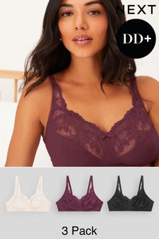 Black/Plum Purple/Cream Total Support Non Pad Non Wire Full Cup Lace Bras 3 Pack (U03803) | TRY 1.130