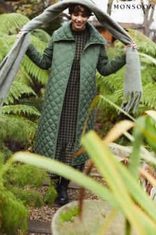 Monsoon Green Stella Quilted Padded Coat