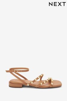 Tan Brown Forever Comfort® Pearl Detail Sandals (U04228) | €21