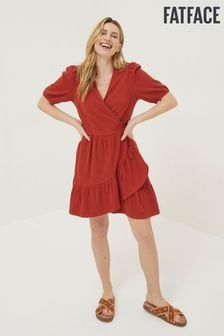 FatFace Red Danica Jersey Wrap Dress (U04499) | €32