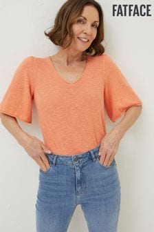 FatFace Orange V-Neck Angela Knitted Top (U04522) | €29