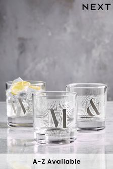 Silver Monogram Tumbler Glass (U04536) | kr100