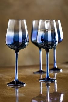 Navy Monroe Set of 4 Wine Glasses (U04551) | €18