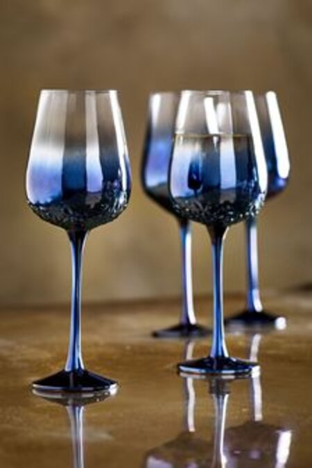 Navy Monroe Set of 4 Wine Glasses (U04551) | $76